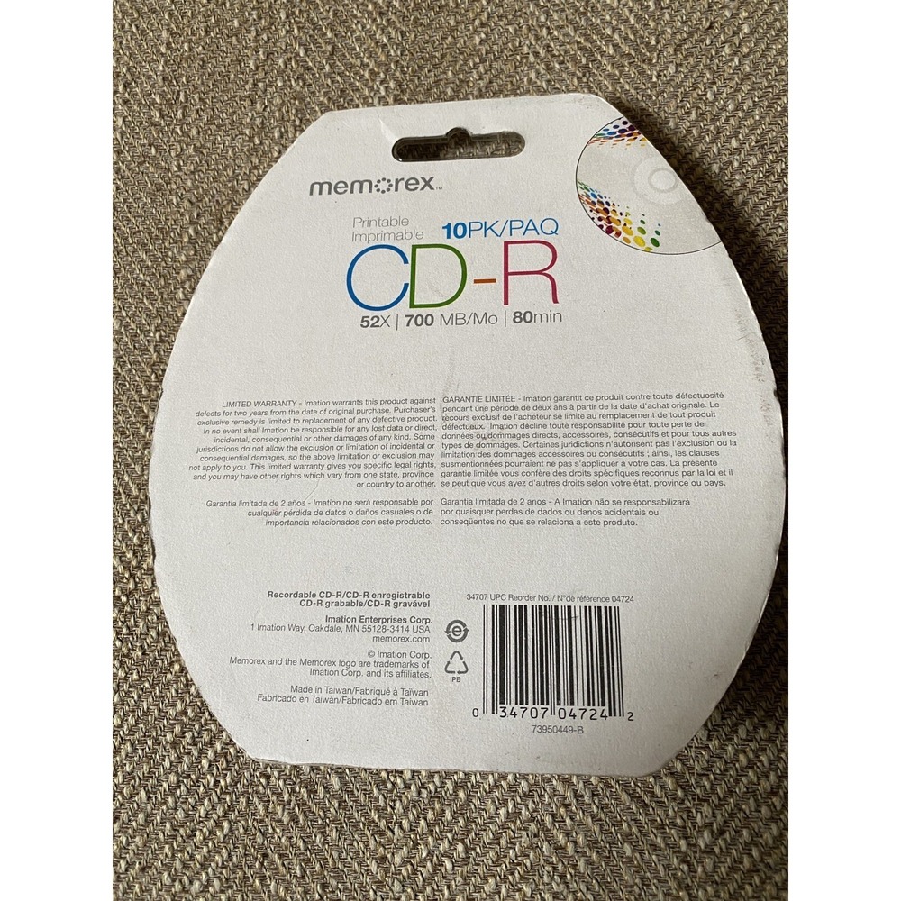 Memorex‎ 10 Pack CD-R 52X 700MB 80 Min Sealed with Bonus CD Marker Brand New - Picture 2 of 2